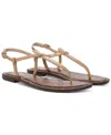 Sam Edelman Gigi Womens Embossed Metallic Thong Sandals In Almond