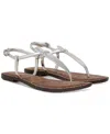 Sam Edelman Women's Gigi T-strap Flat Sandals In Soft Silver Faux Leather
