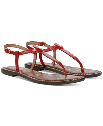 Sam Edelman Women's Gigi T-strap Flat Sandals In Summer Red