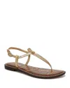 Sam Edelman Gigi Womens Embossed Metallic Thong Sandals In Amber Gold
