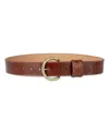 Sam Edelman Women's Glossy Pebble Grain Textured Leather Belt In Tan