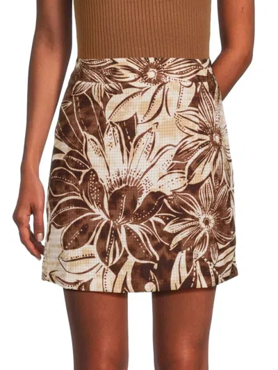 Sam Edelman Women's Gramercy Floral Mini Skirt In Brown Multi