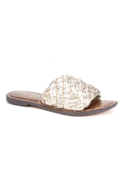 Sam Edelman Women's Griffin Woven Slide Sandal In Gold Leaf Leather