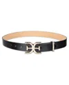 Sam Edelman Women's Hammered Double-e Logo Plaque Buckle Belt