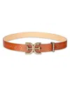 Sam Edelman Women's Hammered Double-e Logo Plaque Buckle Belt