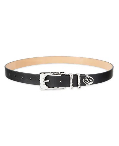 Sam Edelman Women's Hammered Metal Casual Leather Belt In Black