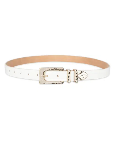 Sam Edelman Women's Hammered Metal Casual Leather Belt In White