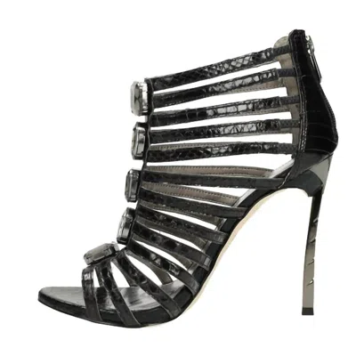 Sam Edelman Women's Hampton Leather Crystal Metallic Stiletto Heels In Black