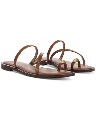 Sam Edelman Women's Harlyn Slide Flat Sandals In Cognac Brown Leather
