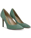 Sam Edelman Hazel Pointed Toe Pump In Green Garden Suede Leather