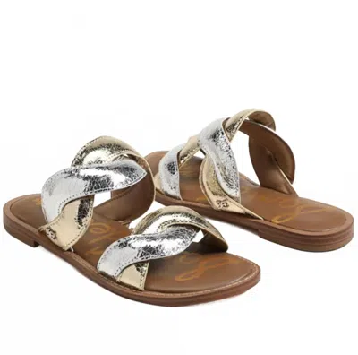 Sam Edelman Women Hellen Luxe Sandal In Cracked Gold/silver In Multi