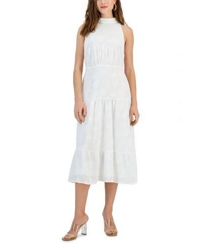 Sam Edelman Women's High-neck Tie-back Midi Dress In White