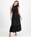 Shop Sam Edelman Women's High-neck Tiered Sleeveless Dress In Black