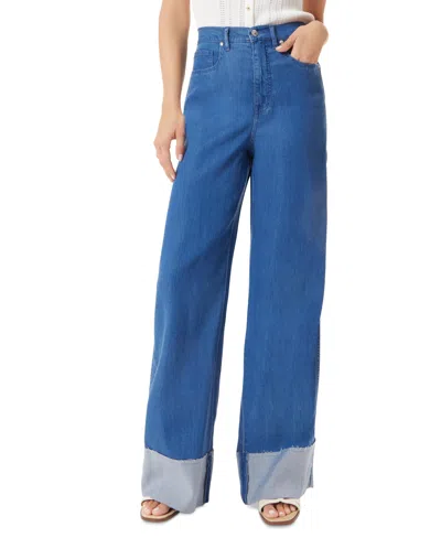 Sam Edelman Women's High-rise Wide-leg Turned-hem Jeans In Mystic