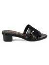 Sam Edelman Women's Illie 30mm Block-heel Croc-embossed Sandals In Black