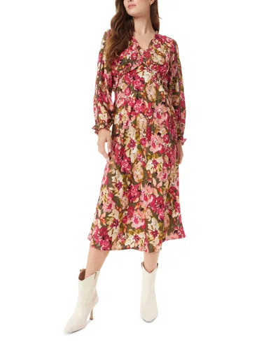 Sam Edelman Women's Illora Floral-print Ruffled Midi Dress In Cypress-winter Wonderbloom