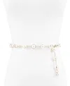 Sam Edelman Women's Imitated Pearl Embellished Gold-tone Chain Dress Belt In Gold,white