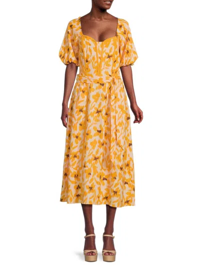 Sam Edelman Women's Irin Tie A Line Dress In Bellini Sun