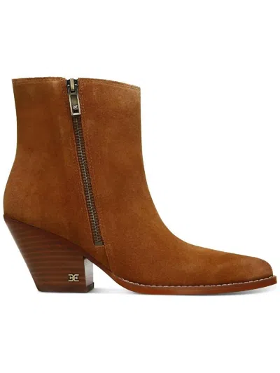 Sam Edelman Women's Jane Frontier Suede Bootie In Cognac In Green