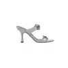 Sam Edelman Jasmine Double Strap Heel Mule Cape Blue Satin In Metallic