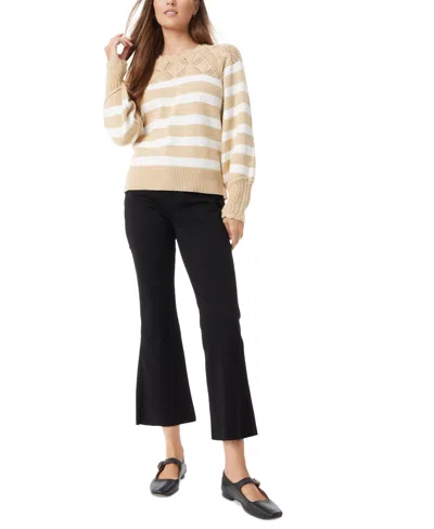 Sam Edelman Women's Joy Novelty Yoke Striped Sweater In Tan