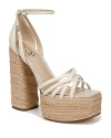 Sam Edelman Women's Kade Square Toe Crossover Strap Espadrille High Heel Platform Sandals In Modern Ivory