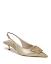 Sam Edelman Kammie Slingback Pointed Toe Kitten Heel Pump In Amber Gold