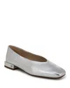 Sam Edelman Kasey Square Toe Ballet Flat Soft Silver Leather In Soft Silver