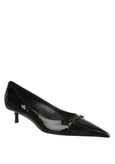 Sam Edelman Women's Kaya Pointed Toe Kitten Heel Sandal In Black Patent