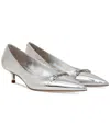 Sam Edelman Kaya Pointed Toe Kitten Heel Pump In Soft Silver