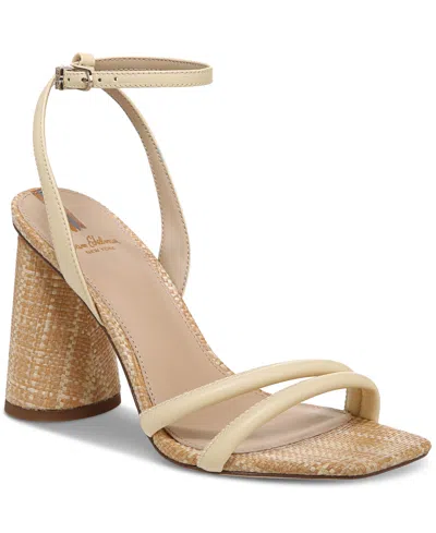 Sam Edelman Women's Kia Strappy Dress Sandals In Bleached Wheat Raffia Multi