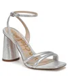 Sam Edelman Kia Block Heel Sandal Soft Silver Leather In Silver