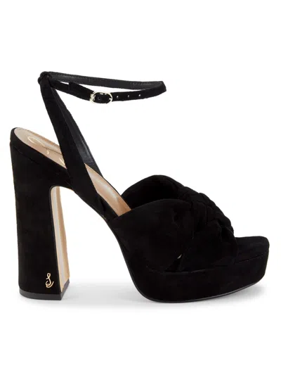 Sam Edelman Kristen Knotted Suede Platform Sandals In Black