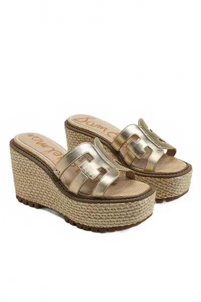 Sam Edelman Women's Laine Platform Wedge Sandal In Gold Leather