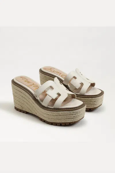 Sam Edelman Women's Laine Platform Wedge Sandal In Ivory Leather In White
