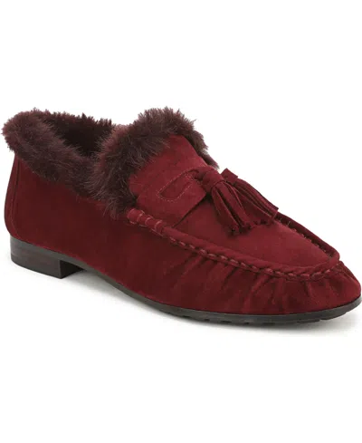 Sam Edelman Women's Lana Fur Tassel Slip-on Loafers In Burgundy