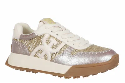 Sam Edelman Women's Langley Basketweave Sneaker In Natural Gold In Pink