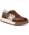 Sam Edelman Langley Lace Up Sneaker Brown Houndstooth Suede In Multi