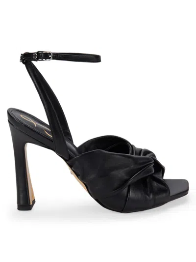 Sam Edelman Women's Lavendar Leather Ankle Strap Sandals In Black
