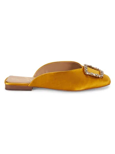 Sam Edelman Women's Lavina Embellished Flat Mules In Gold Yellow