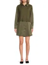Sam Edelman Women's Layered Shirtdress With Knit Vest In Green