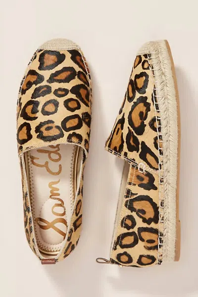 Sam Edelman Women's Leopard Espadrille Slip On Sandal In Tan In Multi