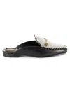 Sam Edelman Linnie Fray Slippers Womens Us 6 Black White Slip On Mule Gbnc650 In Black