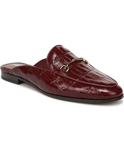 Sam Edelman Women's Linnie Tailored Mules In French Merlot Croco Leather