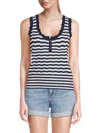 Sam Edelman Mariyah Scallop Tank Top In Navy Stripe
