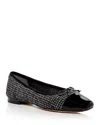 Sam Edelman Marley Tweed Toe Cap Ballet Flats Black In Black Tweed