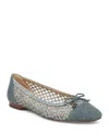 Sam Edelman May Square Toe Bow Accent Openwork Flats In Ligth Blue In Washed New Blue
