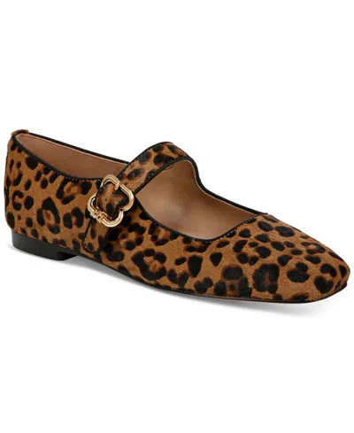 Sam Edelman Women's Michaela Buckled Mary Jane Flats In Granada Tan Leopard Haircalf