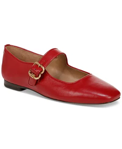 Sam Edelman Women's Michaela Buckled Mary Jane Flats In Red