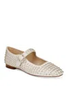 Sam Edelman Michaela Gem Mary Jane Flat Modern Ivory Twill In Ivory